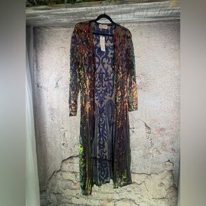 Southern fried Chics nwt XL Colorful Long Sleeve Sequin duster. MN101